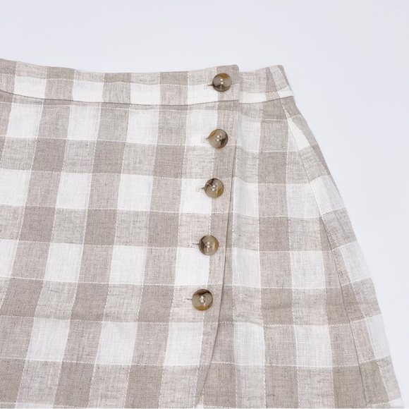 NEW Madewell Linen Blend Tulip Hem Mini Skirt Undyed NE700 Check Print Size 00 - Picture 6 of 13